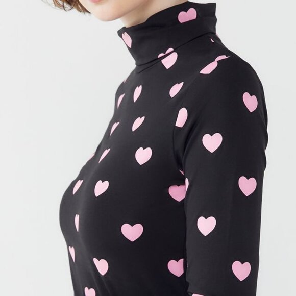 Lazy Oaf Tops - Lazy Oaf pink hearts long sleeve turtle neck